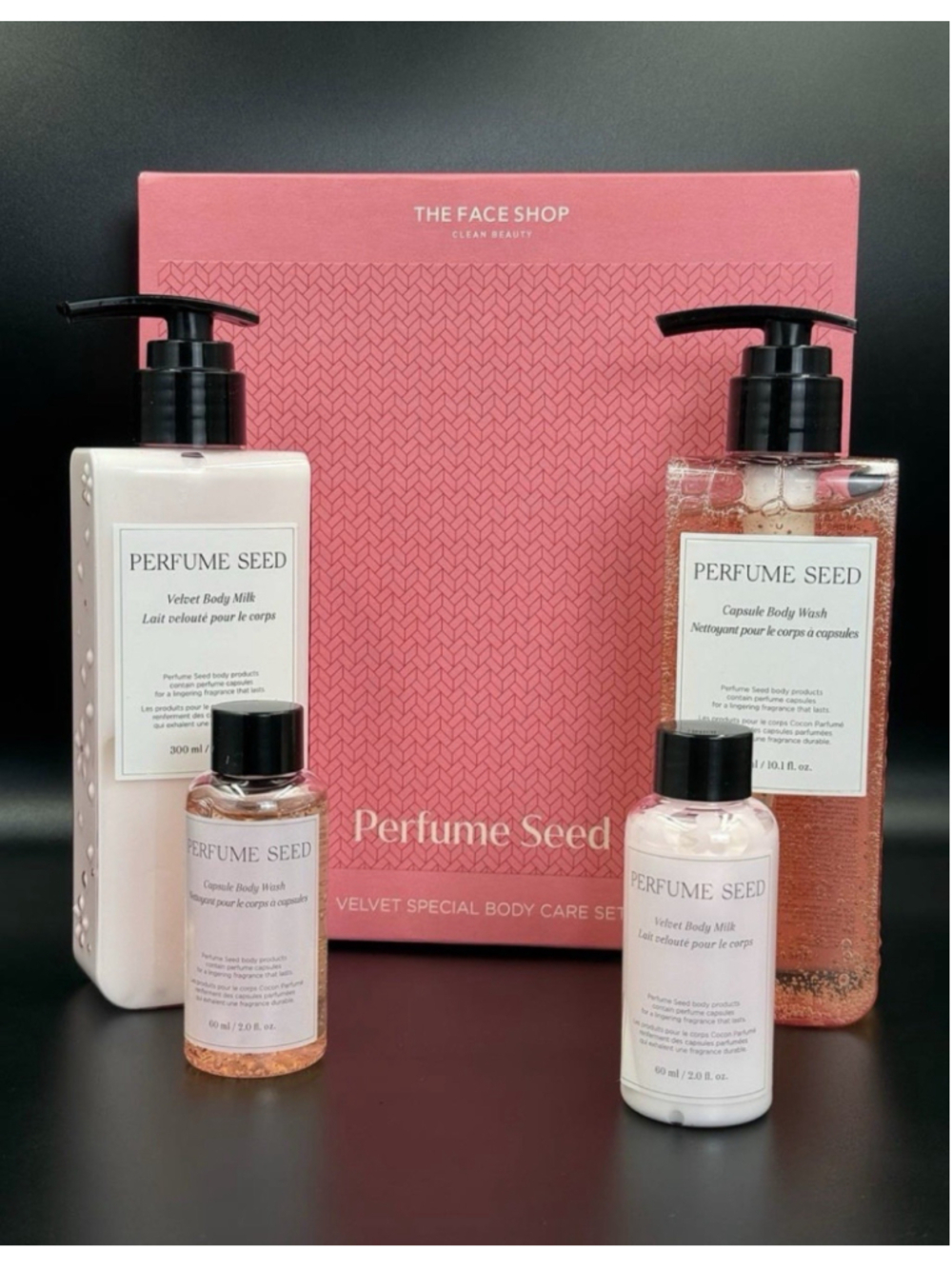 THE FACE SHOP Perfume Seed Velvet Special Body Care Set (4 items) Korea Beauty
